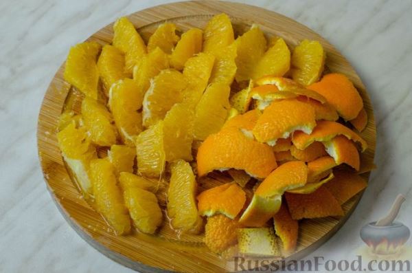 Постный апельсиновый пирог с изюмом и орехами, на соке и растительном масле